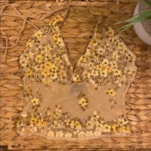 Tie up mesh tank top